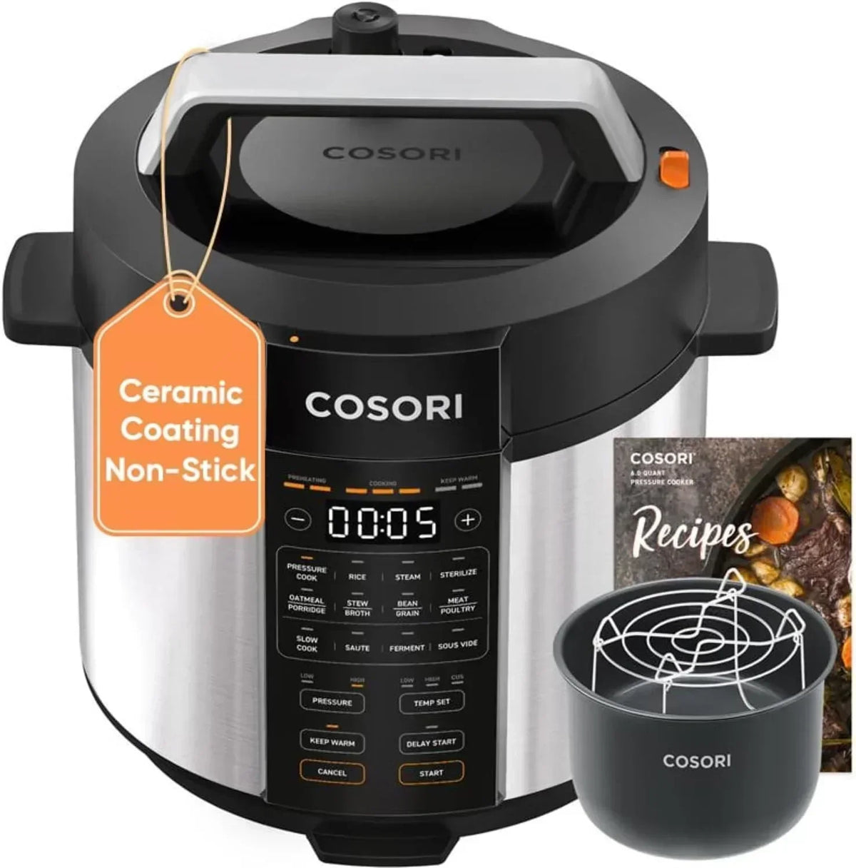 COSORI Pressure Cooker 6 qt 9-in-1 Instant Multi Kitchen Appliances Safer Venting Design