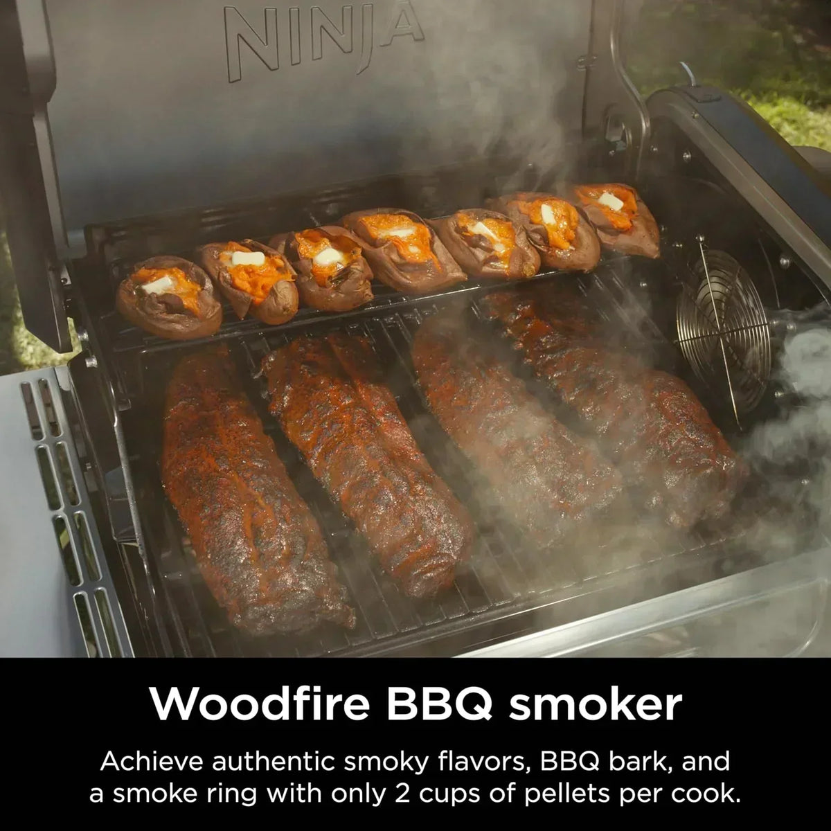 Ninja FlexFlame Grill and Smoker Electric Propane Grill Roaster BBQ Grill 5-in-1 Cooking System