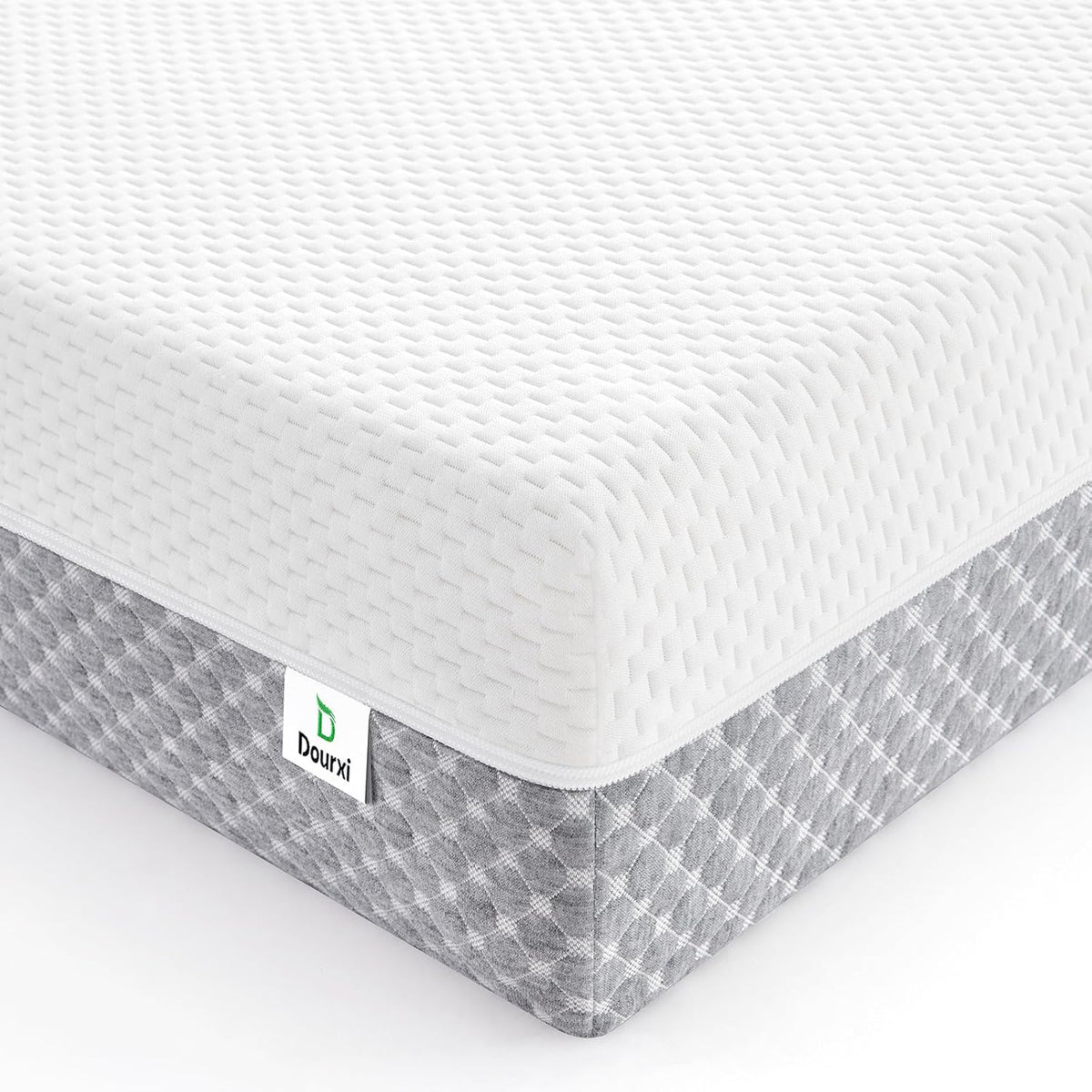 Crib Mattress, Dual Sided Comfort Memory Foam Toddler Bed Mattress, Triple-Layer Breathable Premium Baby Mattress for Infant and Toddler w/Removable Outer Cover - White&Grey