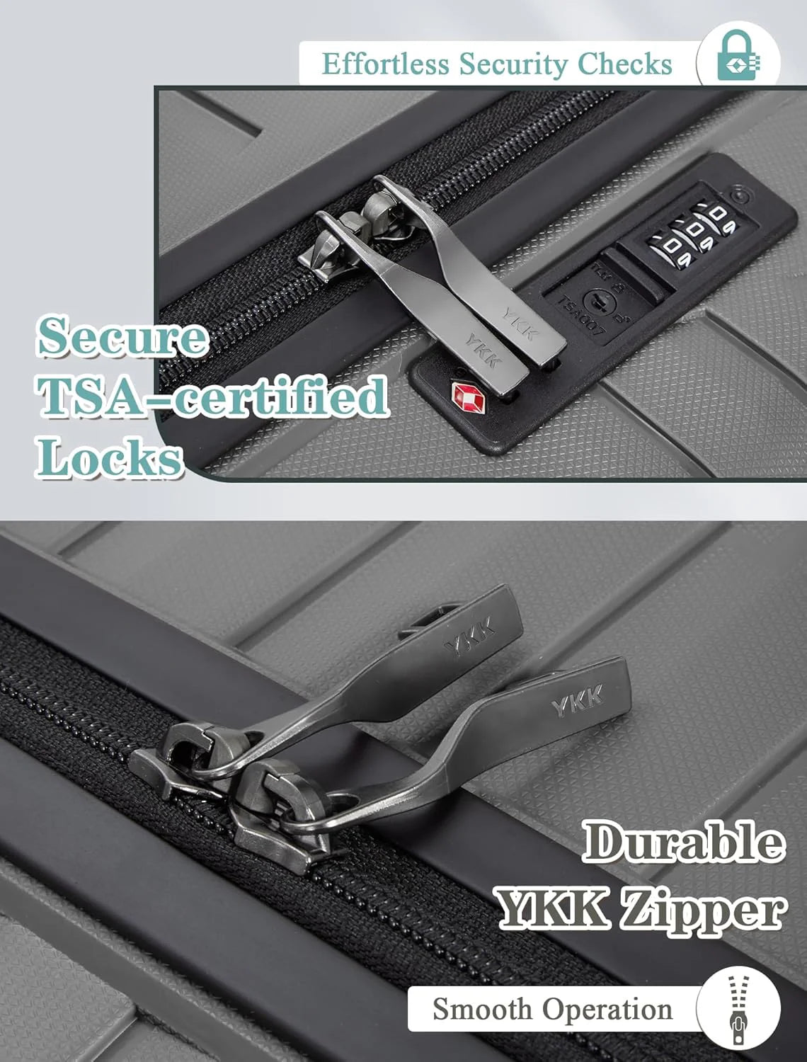 5-piece luggage set with wheels, ABS hardshell suitcase with spinner wheels
