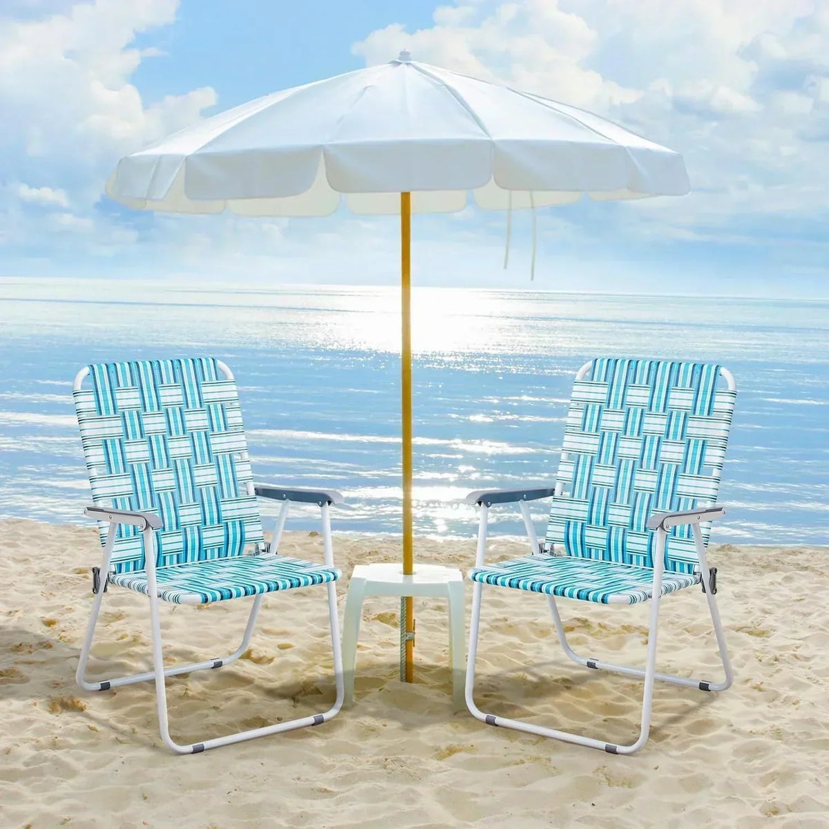 VINGLI Patio Lawn Webbed Folding Chairs Set of 2 Outdoor Beach Portable Lawn Chair