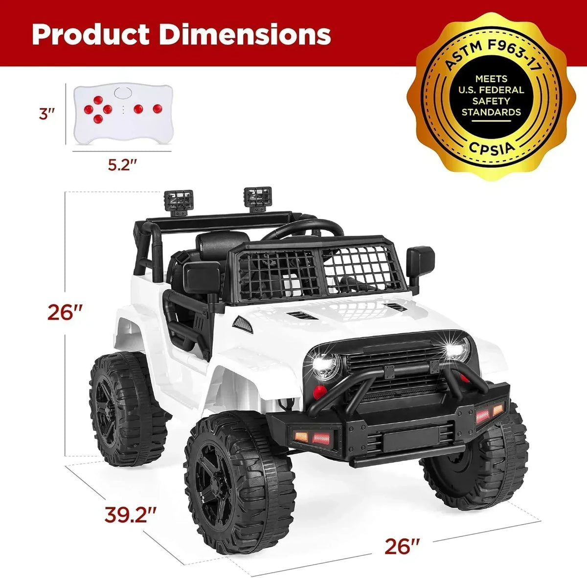 Best Choice Products 12V Kids Ride-On Truck Car with Spring Suspension and LED Lights