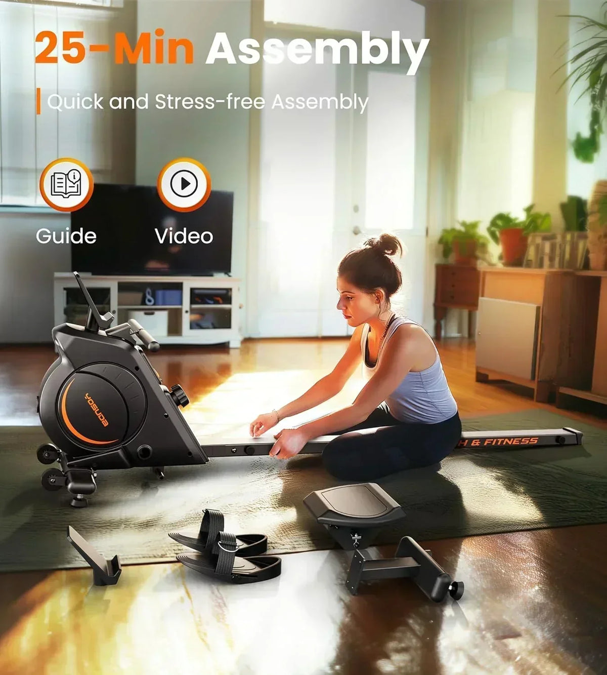 YOSUDA Home Magnet/Water Resistance Rowing Machine Support Bluetooth and Applications
