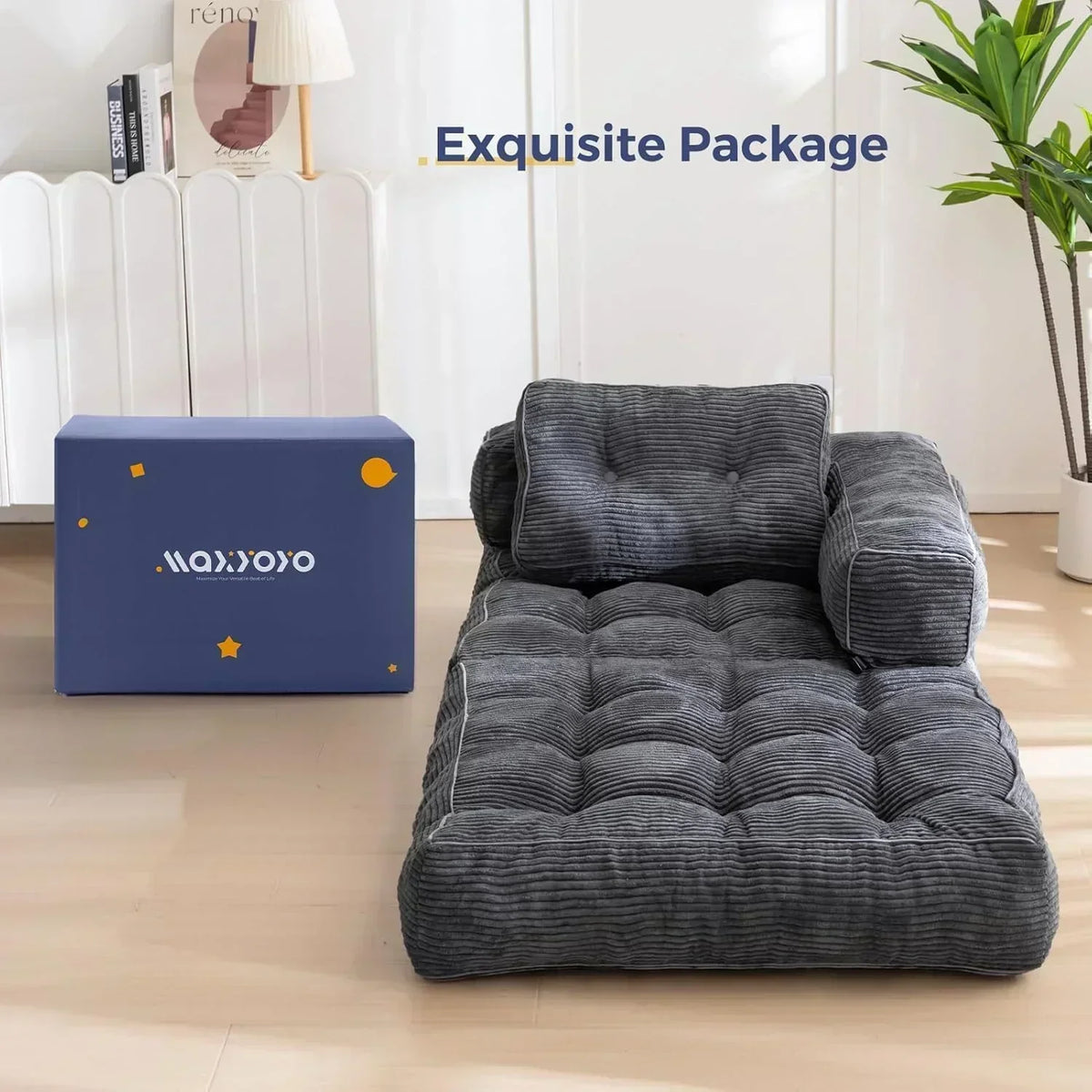 Folding Sofa Bed L-Shaped Convertible Sofa Bed with Armrests and Pillows
