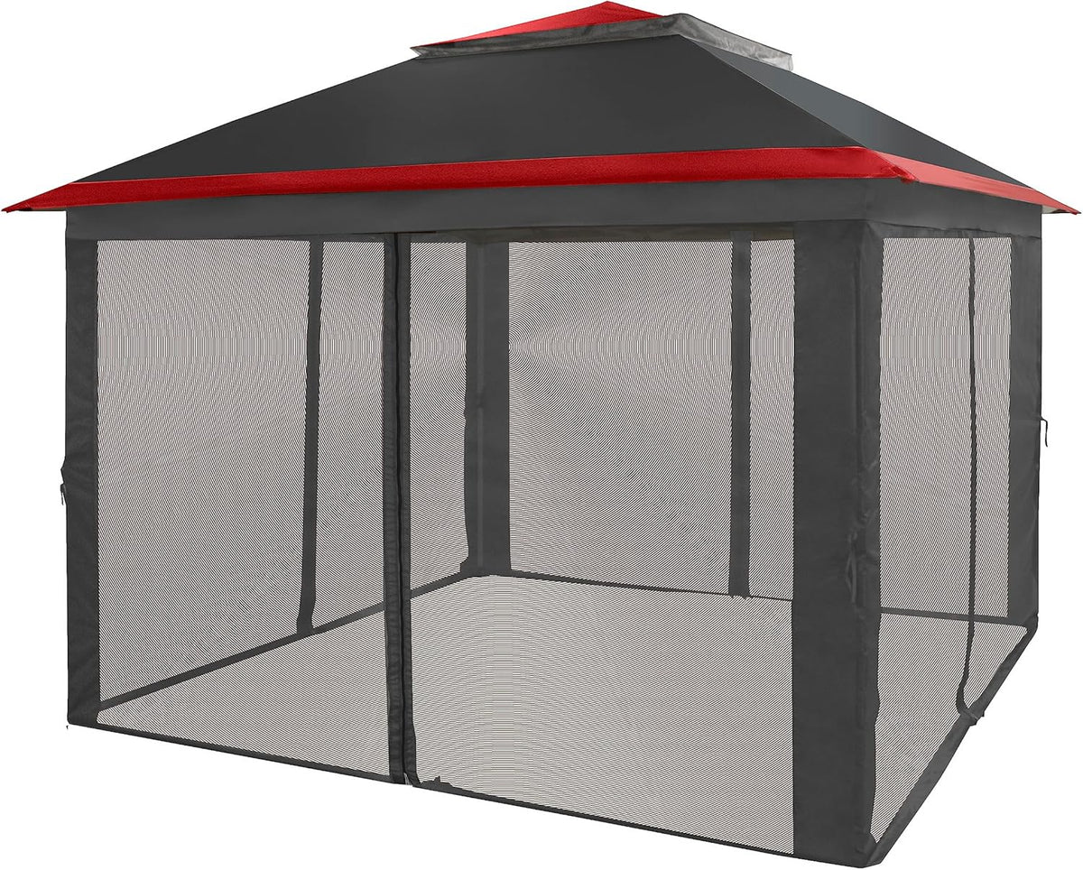CROWN SHADES 13x13 Pop Up Gazebo, Canopy Tent, Gazebos on Clearance - Outdoor Gazebo for Backyard & Patio Furniture - Carpa Pop Up Tent with Wheeled STO-N-Go Cover Bag (White)