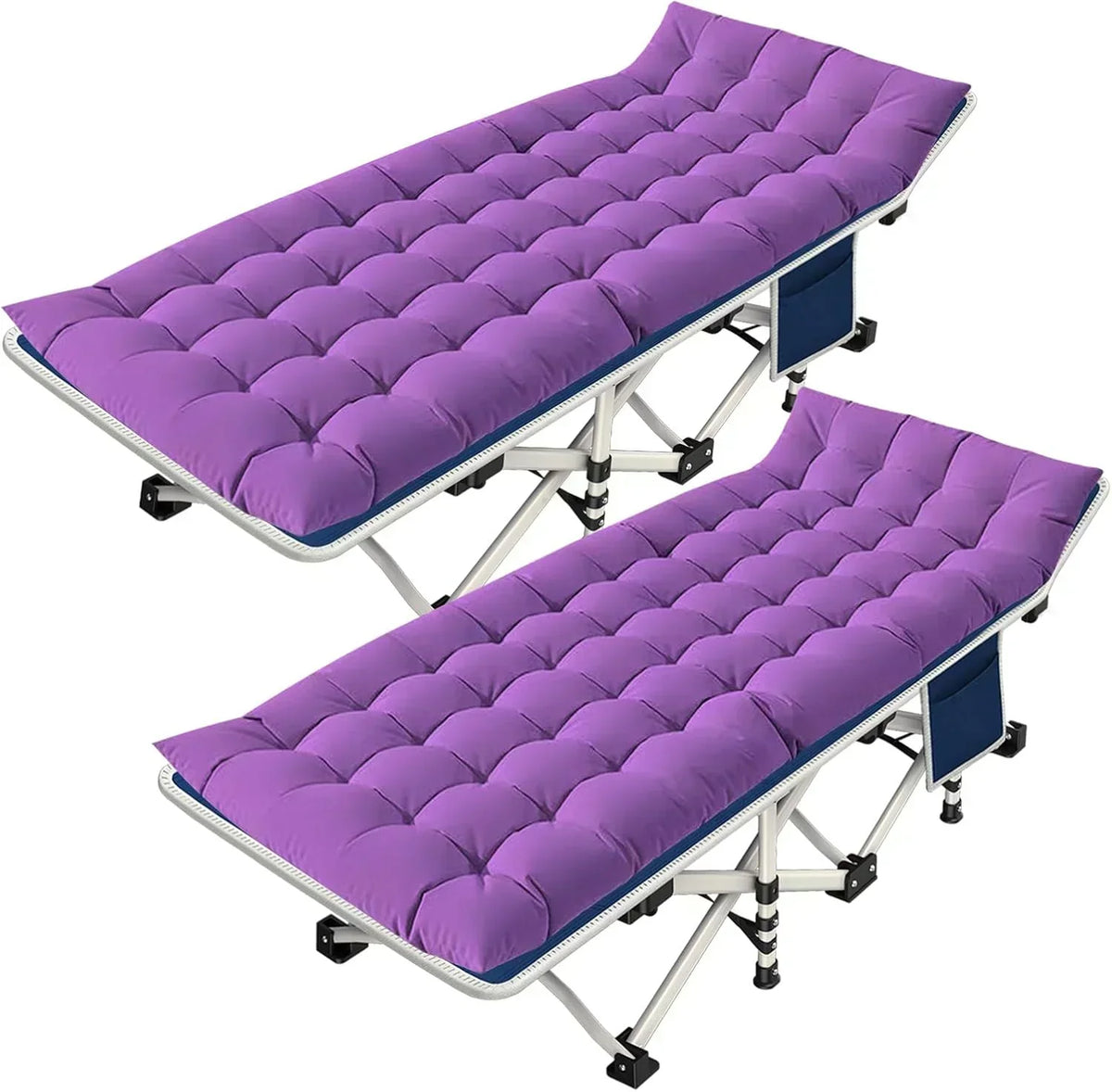 2-Pack Camping Cots with Mattress Comfortable Folding Bed Heavy Duty Baby Cot