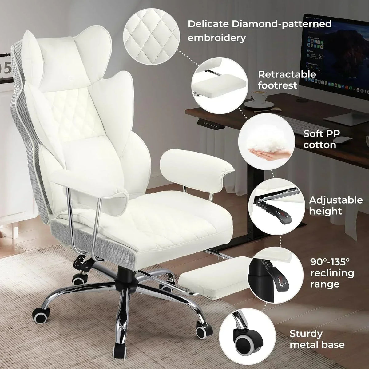 Large high back office chair high back leather gaming chair with footrest