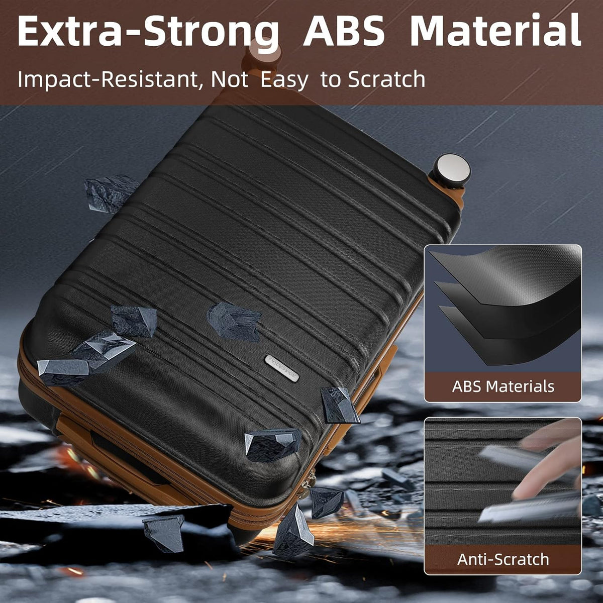 6-piece luggage set, expandable hardshell suitcase set with spinner wheels, lightweight rolling luggage set