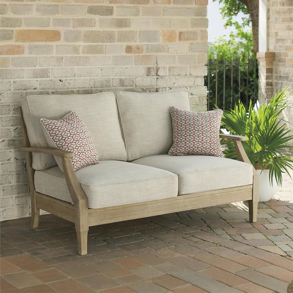 Coastal view outdoor terrace eucalyptus sofa