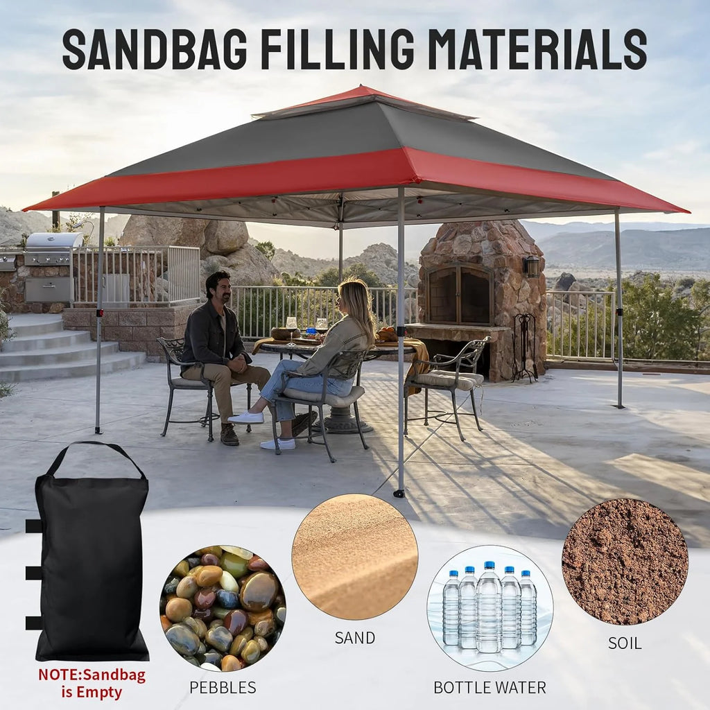 CROWN SHADES 13x13 Pop Up Gazebo, Canopy Tent, Gazebos on Clearance - Outdoor Gazebo for Backyard & Patio Furniture - Carpa Pop Up Tent with Wheeled STO-N-Go Cover Bag (White)