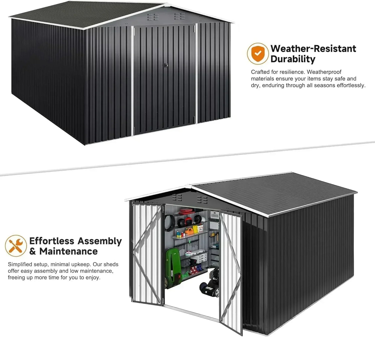 polar aurora 8x12 ft outdoor storage shed metal garden shed frame structure tool sheds
