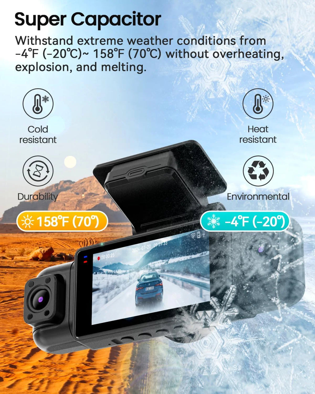Channel Dash Cam 360° View, 1080P Front and Rear Interior, Car Left and Right Dash Cam, 8 Infrared Lights Night Vision, 5G WiFi and APP Control, G Sensor, Parking Mode, with Free 128GB SD Card