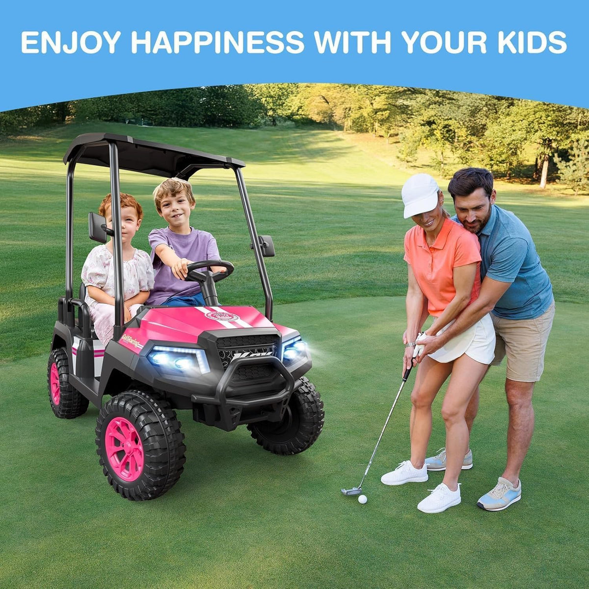 R9 24V Children's Golf Cart with Remote Control Removable Awning