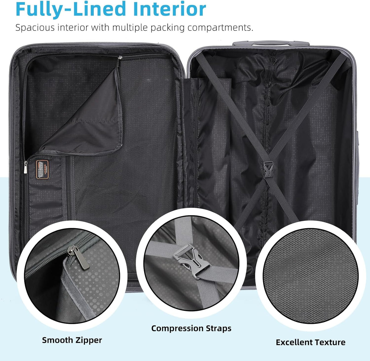 6-piece luggage set, expandable hardshell suitcase set with spinner wheels, lightweight rolling luggage set