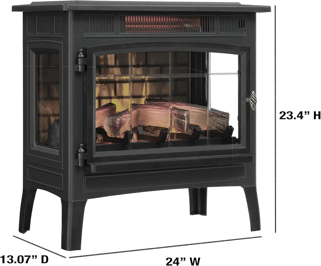 Freestanding Electric Fireplace Stove Heater with 3D Flame Effect for 1,000 Sq. Ft
