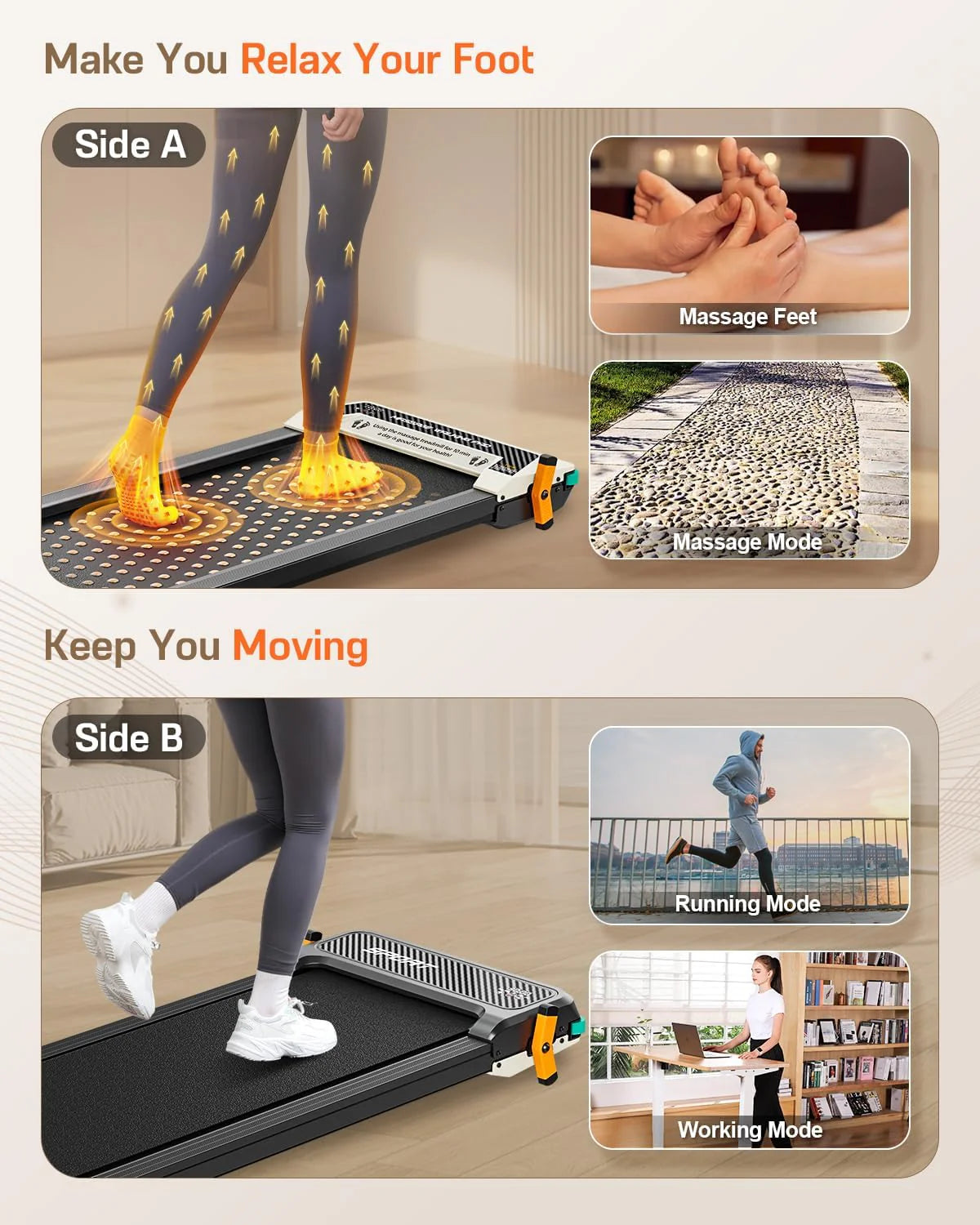 Akluer Inclined Home Treadmill 2.5 HP Small Under-Desk Treadmill with Remote Control and LED Display