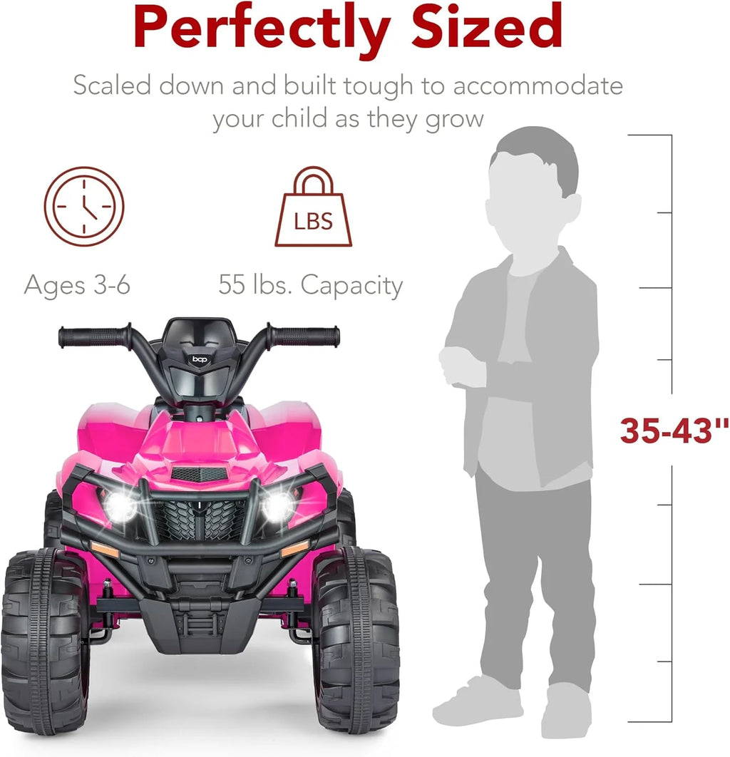 Best Choice Products 12V Kids Ride-On Electric ATV, 4-Wheeler Quad Car Toy w/Bluetooth Audio, 2.4mph Max Speed, Treaded Tires, LED Headlights, Radio