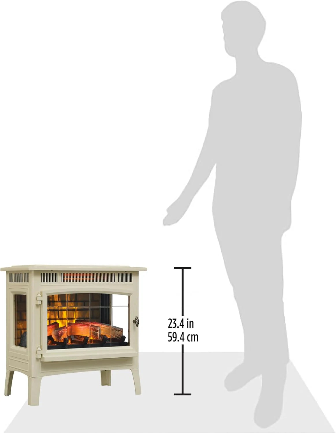Freestanding Electric Fireplace Stove Heater with 3D Flame Effect for 1,000 Sq. Ft