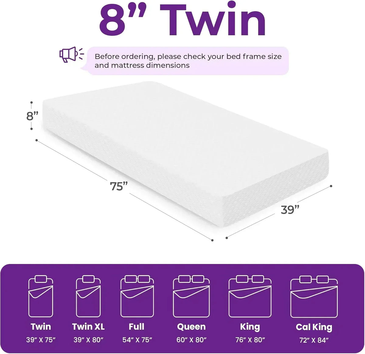 GAESTE 8-inch Fully Cooling Gel Memory Foam Mattress Mattress-in-a-Box