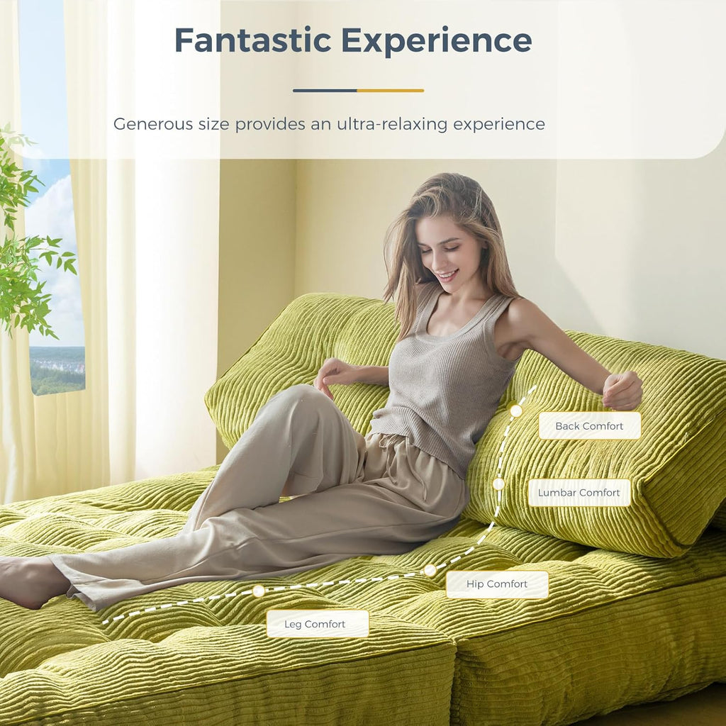 MAXYOYO Folding Sofa Bed Convertible Sleeper Chair with Pillow Foldable Mattress with Back Support