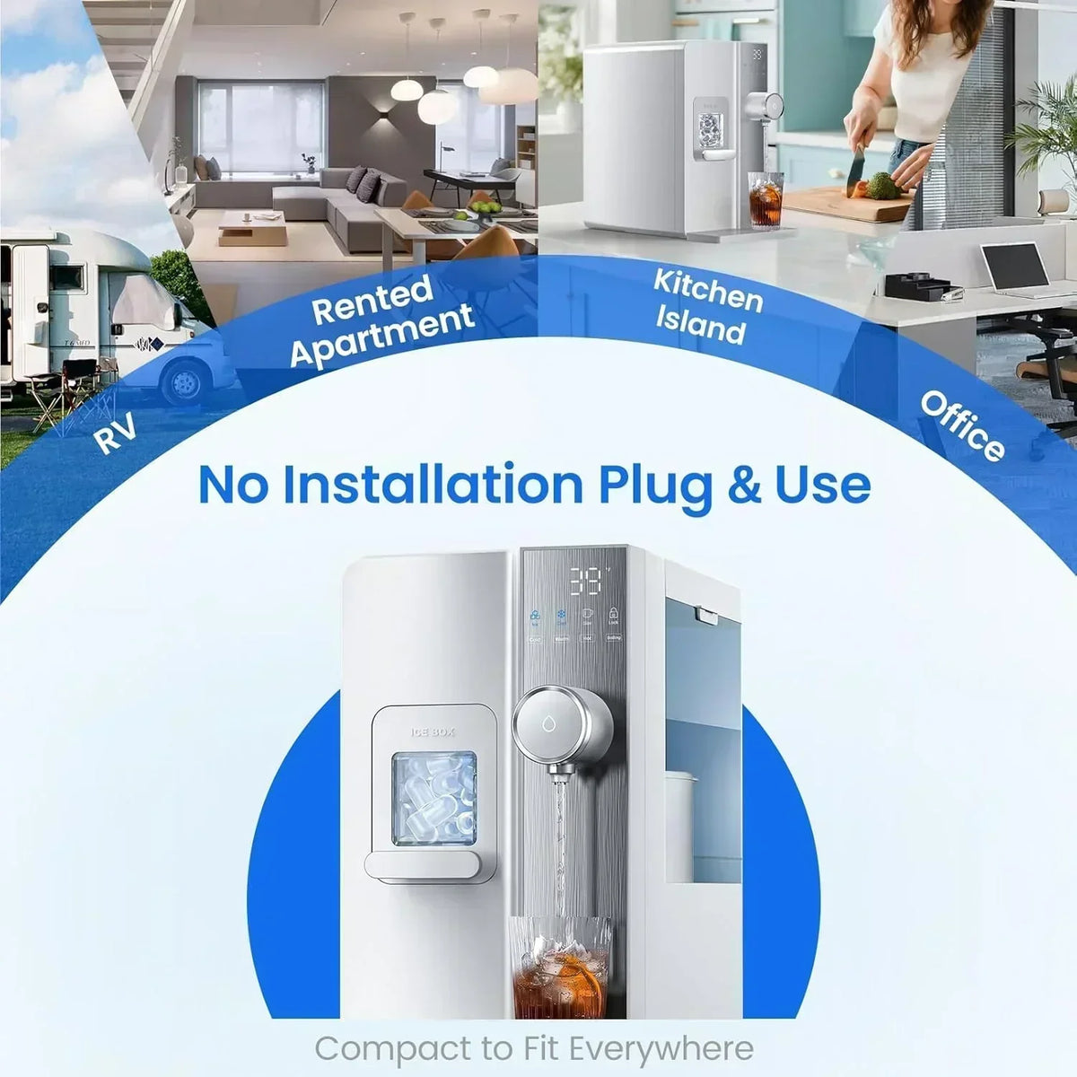Ice Maker Water Filter 3 in 1 Countertop Instant Hot and Cold Water