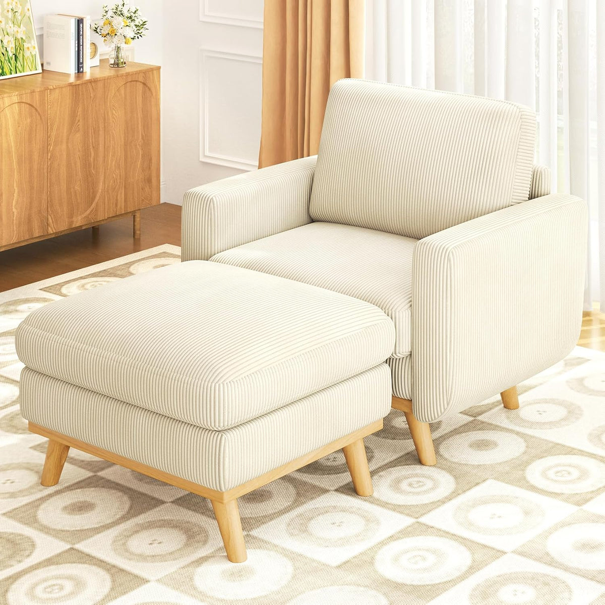 Vesgantti 68 Loveseat Sofa - Green, Comfy Corduroy with Spring Cushion, Solid Wood Frame, Modern Deep Seat, Bedroom & Living Room, Office Couch