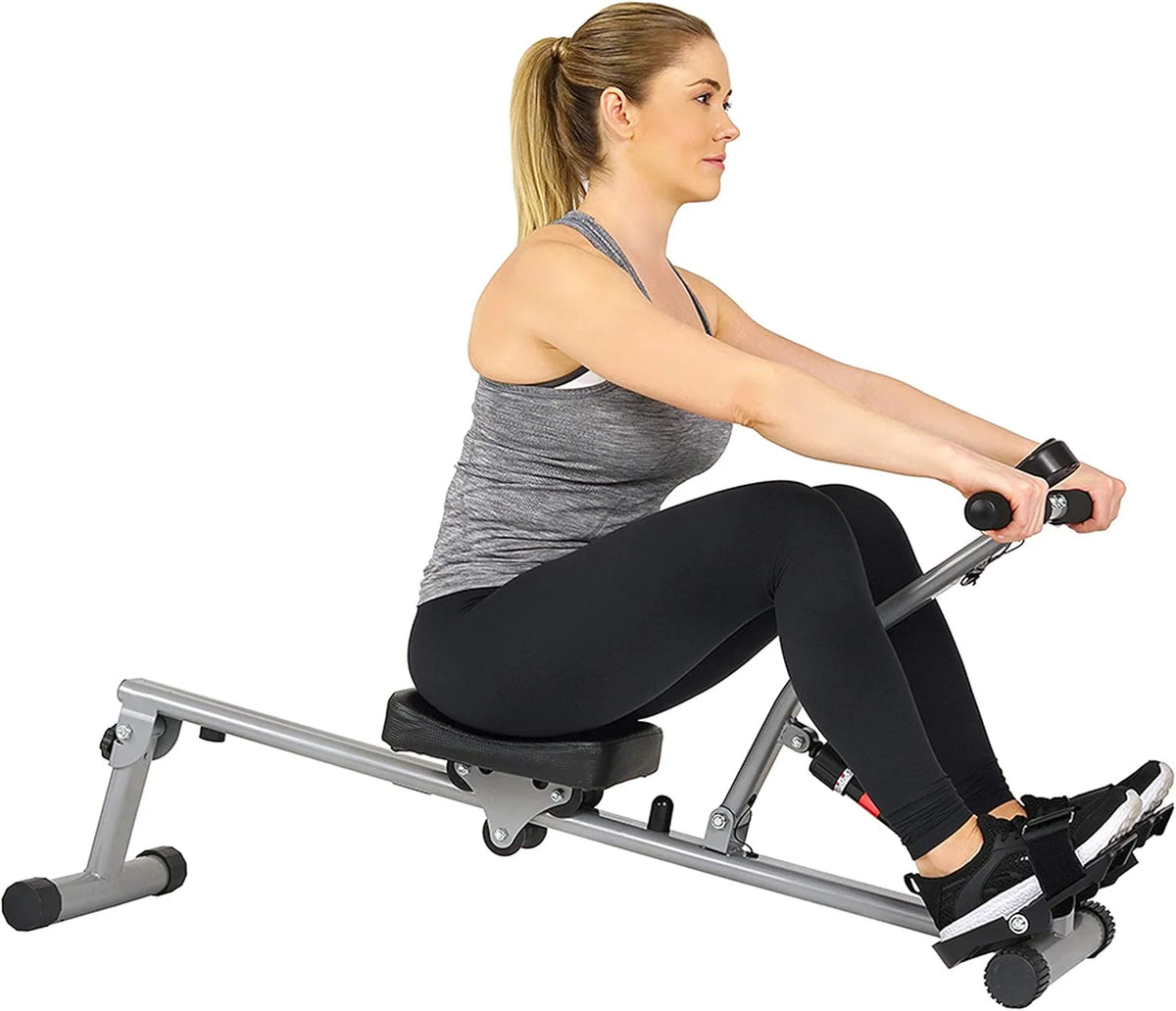 Sunny Health & Fitness Compact Adjustable Rowing Machine with 12 Levels of Resistance for Complete Body Workouts and Optional Free SunnyFit App Enhanced Connectivity