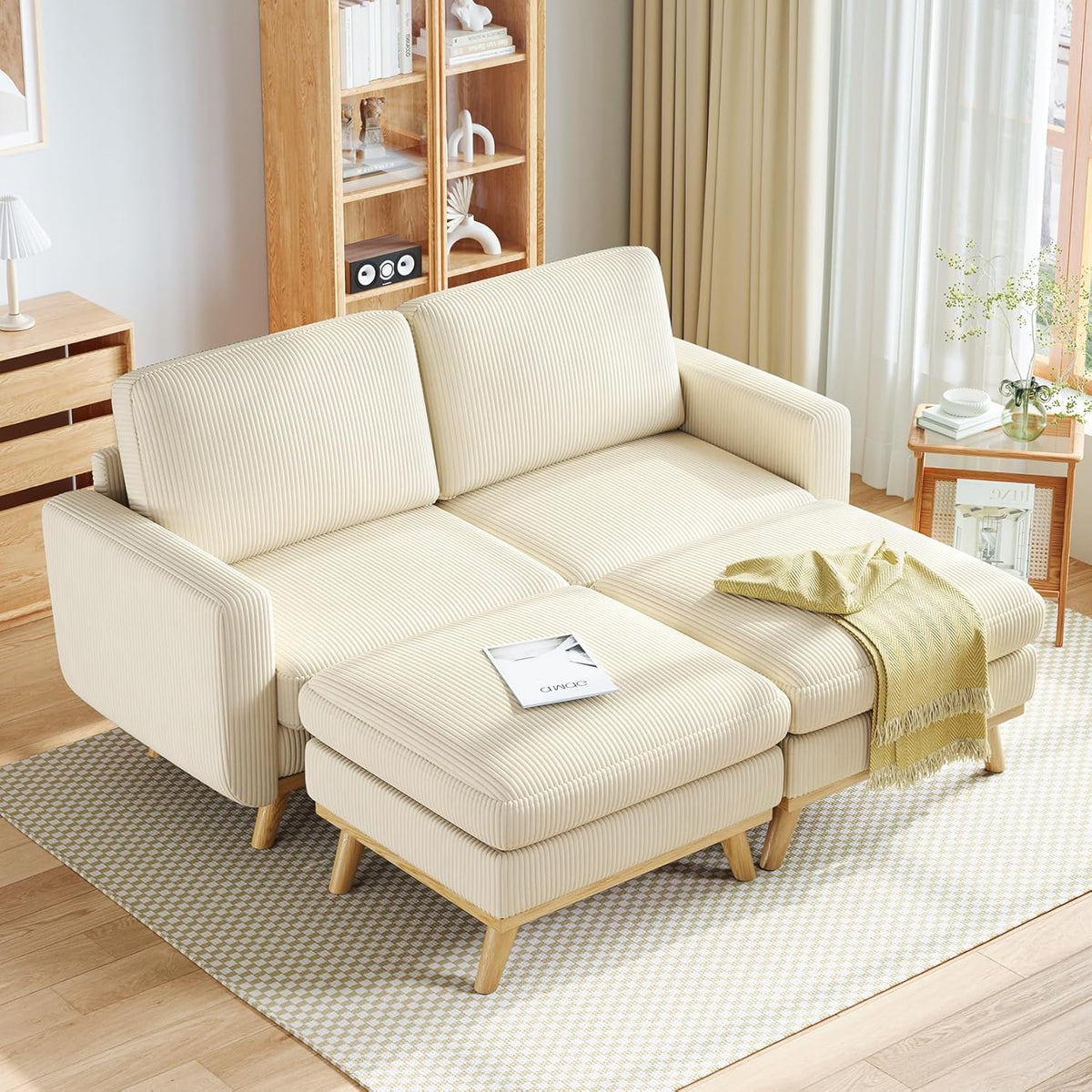 Vesgantti 68 Loveseat Sofa - Green, Comfy Corduroy with Spring Cushion, Solid Wood Frame, Modern Deep Seat, Bedroom & Living Room, Office Couch