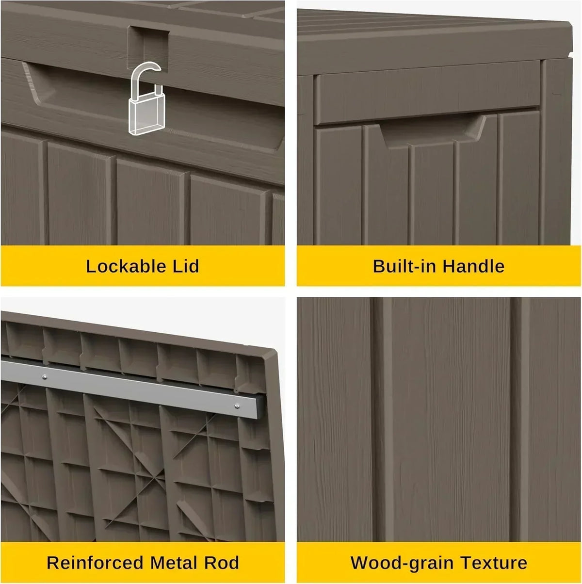 EAST OAK Outdoor Storage Box 60 Gallon Deck Box Indoor and Outdoor Use Waterproof Resin Storage