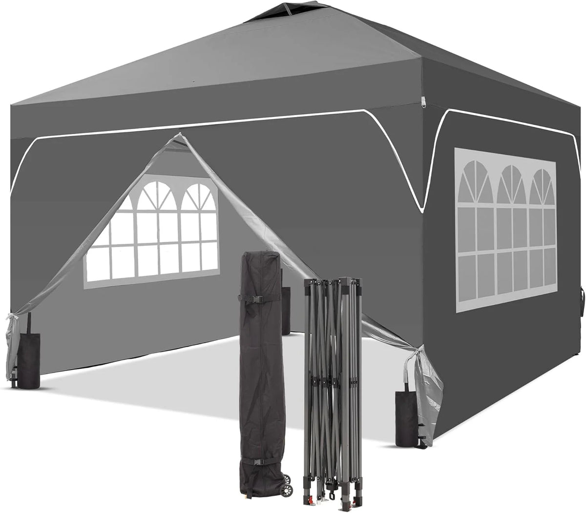 GDY 12x12 Pop Up Canopy Tent with 4 Sidewalls, Easy Set up with One Push Lift Gazebo