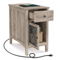 Side Table with Storage End Table with USB Ports and Outlets Nightstand with Charging Station