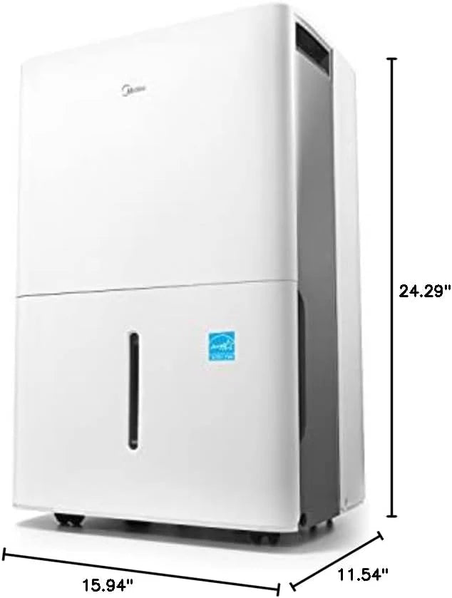 Midea 4,500 Sq. Ft. Dehumidifier With Pump Included, Energy Star Certified, 50 Pint - Ideal For Basements, Large & Medium Sized Rooms, And Bathrooms (White)