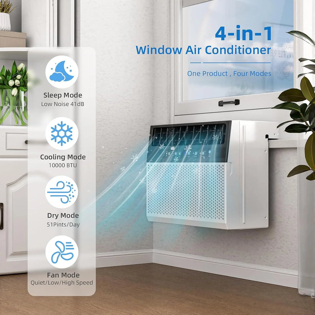 Antarctic Star 12,000 BTU U-Shaped Window Air Conditioner Unit Cools up to 550 Sq.Ft. with 6 Modes 24H Timer, Ultra Quiet Window AC Units