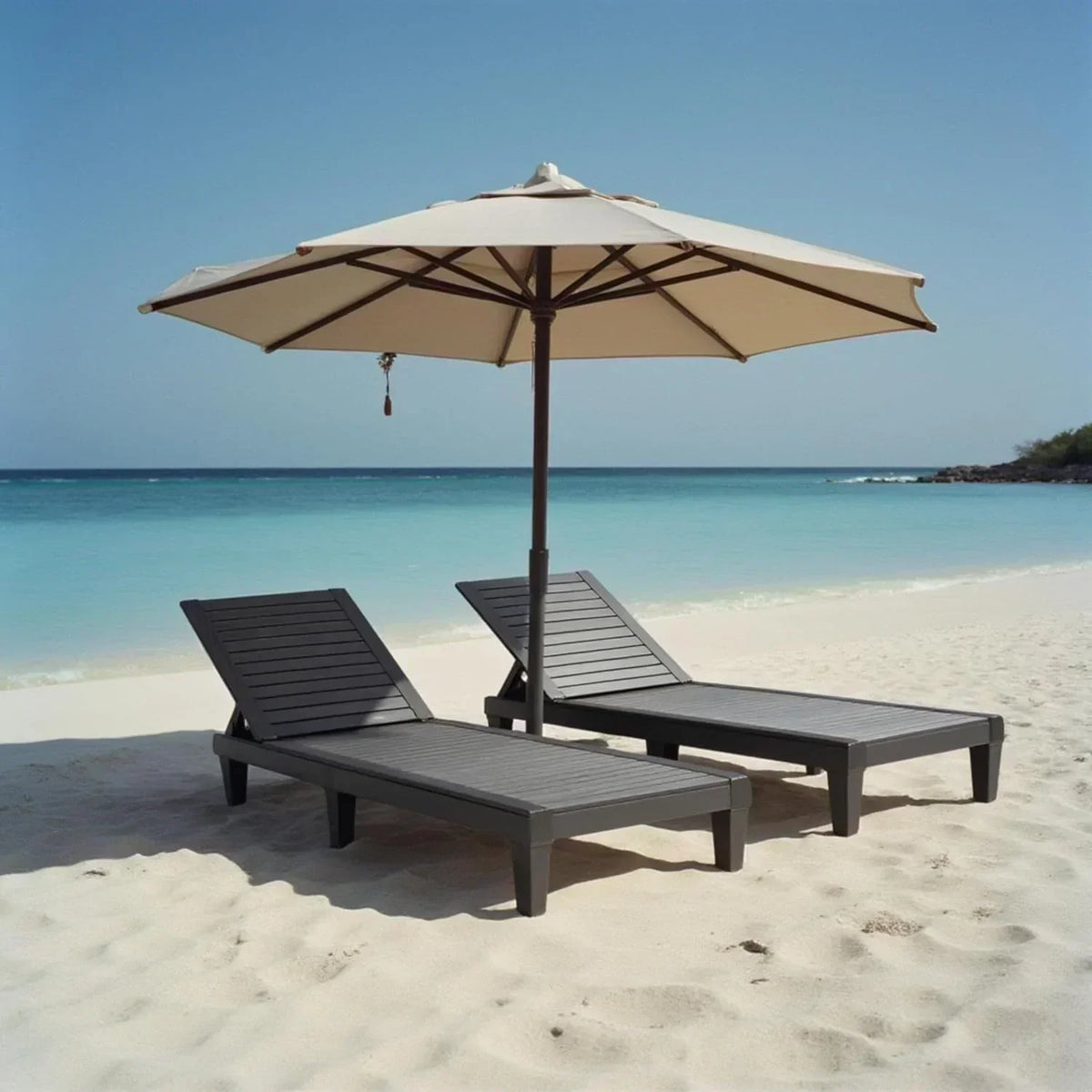 Patio Chairs Black Chaise Lounge Chair Outdoor 5-Position Adjustable Sun Tanning Chair