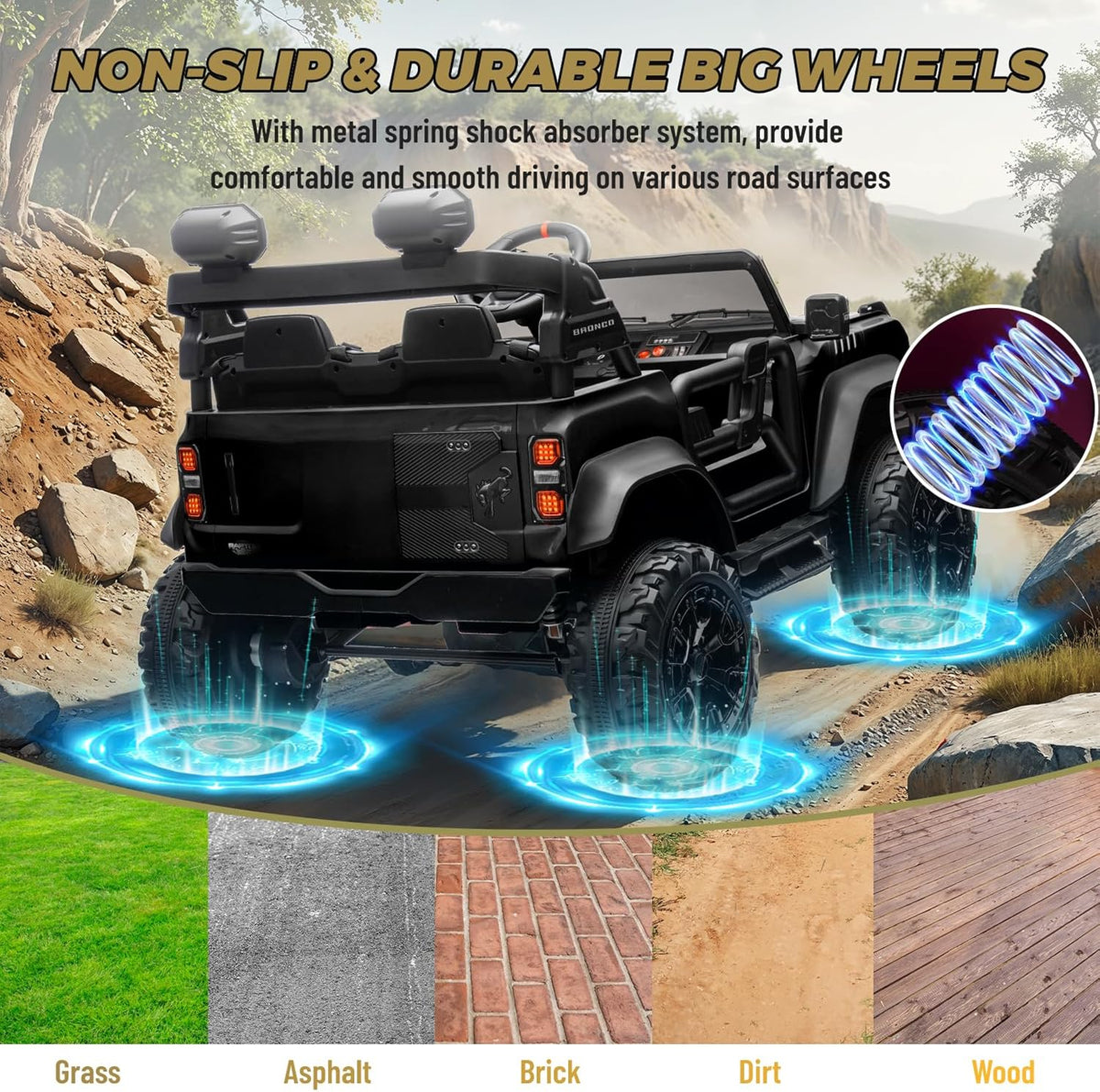 Bronco Raptor Two-Seater Ride-On Car Truck Toy Blue
