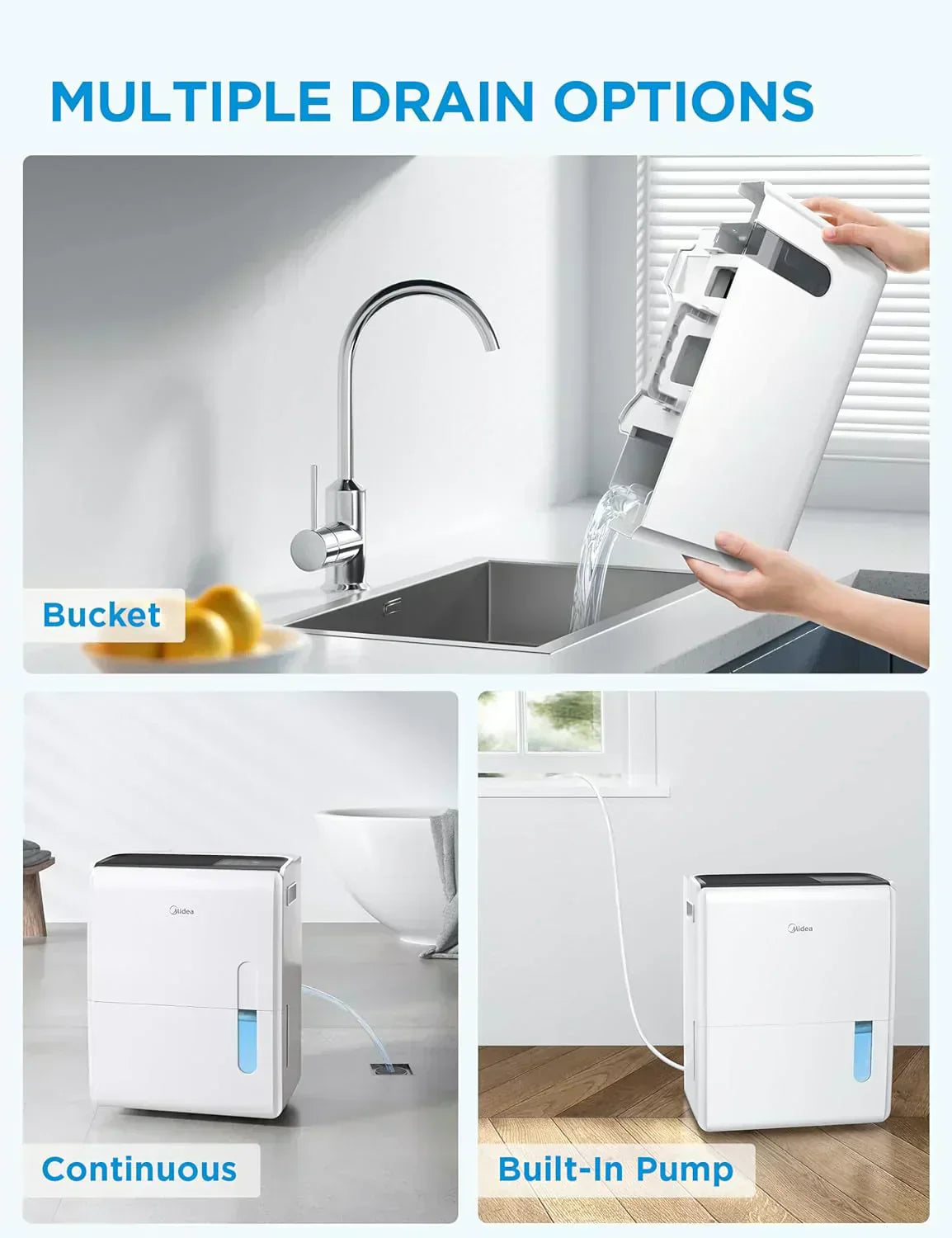 Midea 4,500 Sq. Ft. Dehumidifier Pump Included Energy Star Certified 50 Pint Ideal For Basements