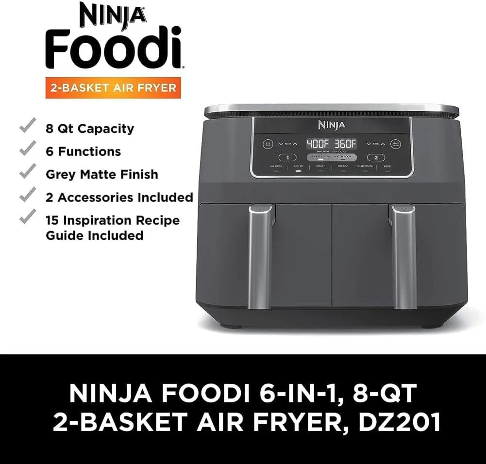 Ninja Foodi 6-in-1 FlexBasket Air Fryer with 7-Quart MegaZone and Basket Divider