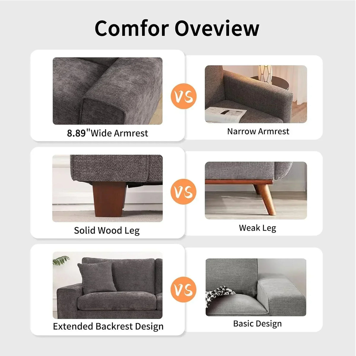 DOPEDIO living room double sofa chenille lounge chair removable solid wood frame