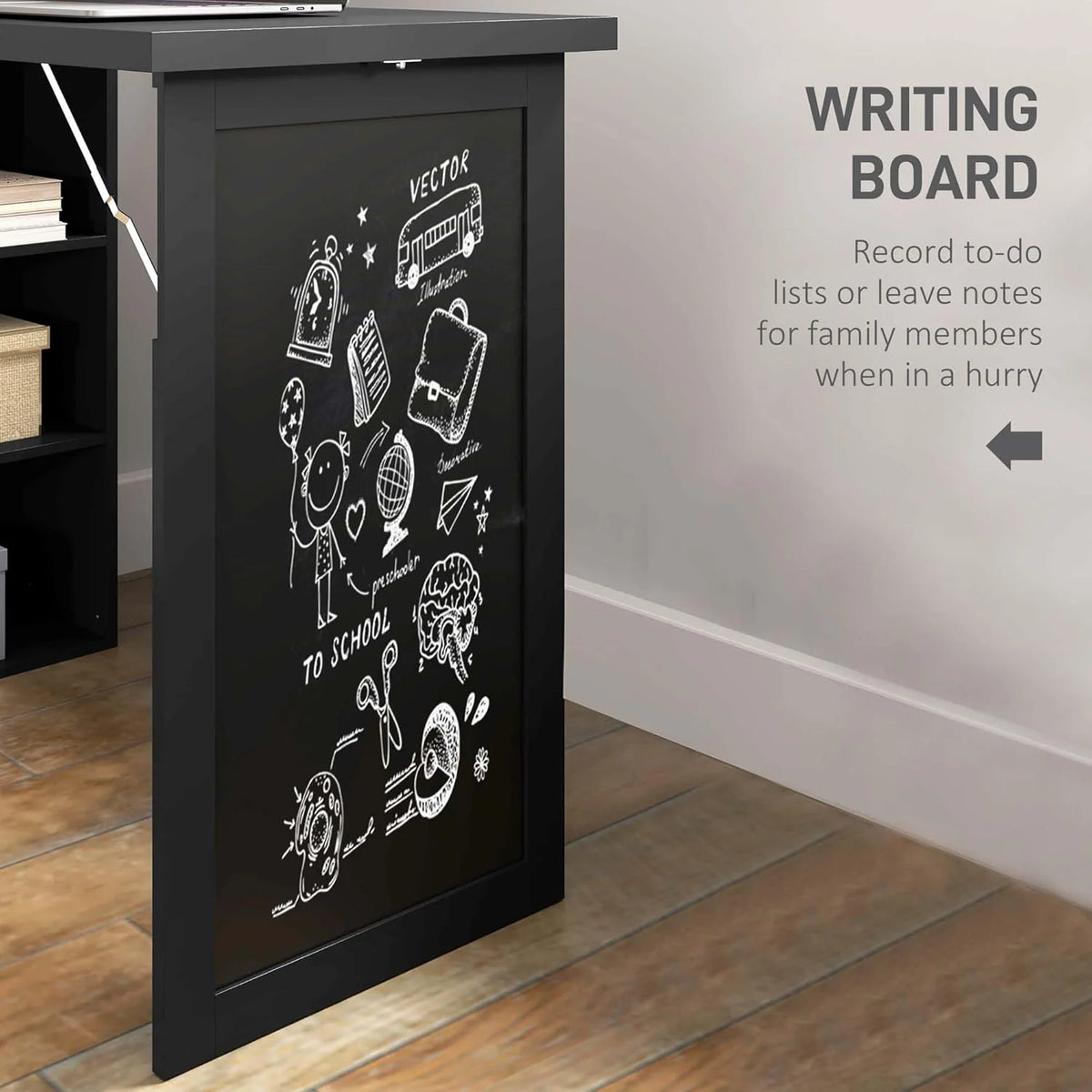 Folding convertible writing desk, wall mounted desk cabinet, multifunctional home office workstation