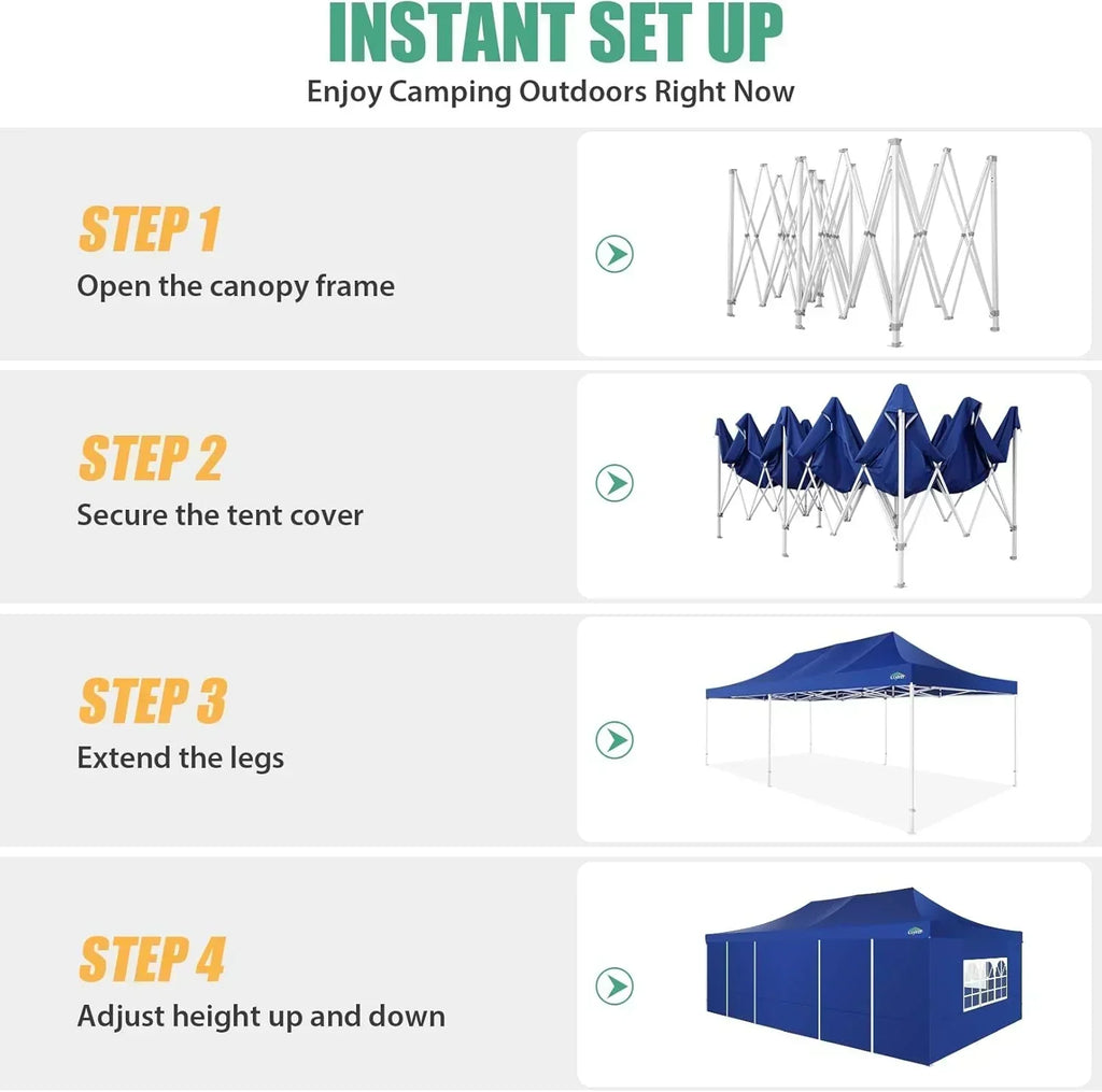 COBIZI 10x20 Heavy Duty Pop up Canopy Tent 6 sidewalls Commercial Canopy Wedding Party Tents