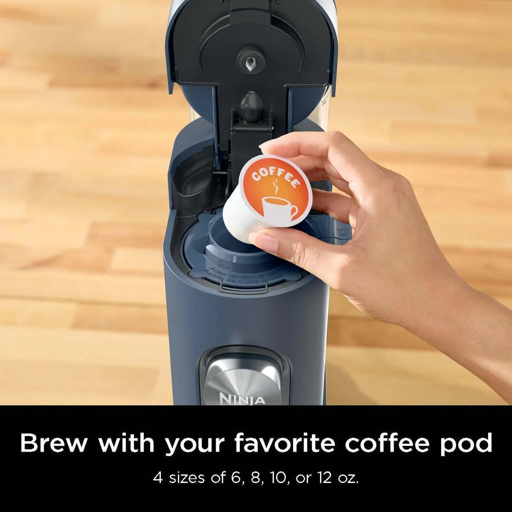 Ninja Pods & Grounds Single-Serve Coffee Maker, K-Cup Pod Compatible, Brews Grounds, Compact Design, 56-oz. Reservoir, 6-oz. Cup to 24-oz. Travel Mug Brew Sizes, Iced Coffee Maker, Stone, PB041ST