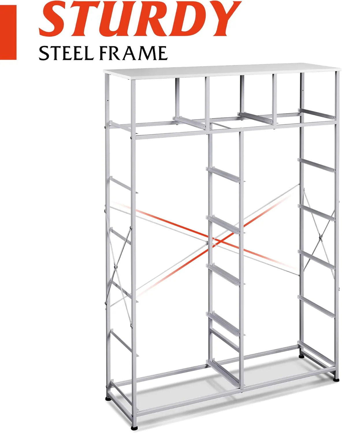 WLIVE Storage Organizer Unit with 13 Fabric Bins, Storage Drawers Organizer with Steel Frame, Tall Storage Tower Organizaton for Living Room, Hallway, Office, Charcoal Black