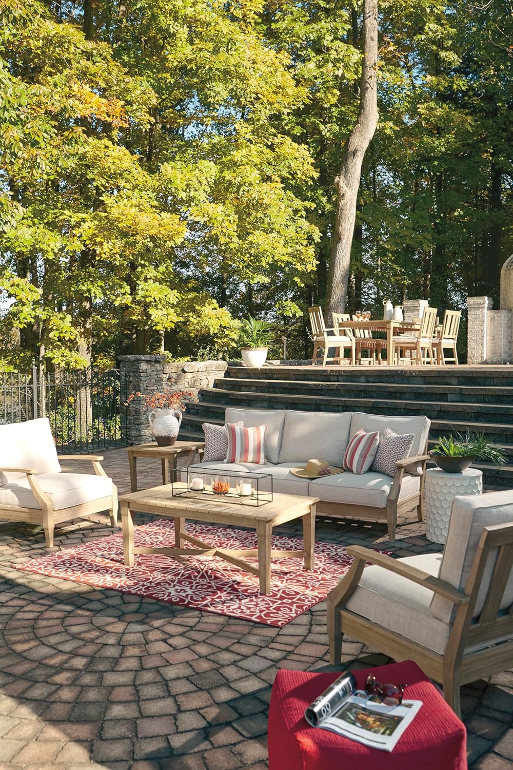 Coastal view outdoor terrace eucalyptus sofa