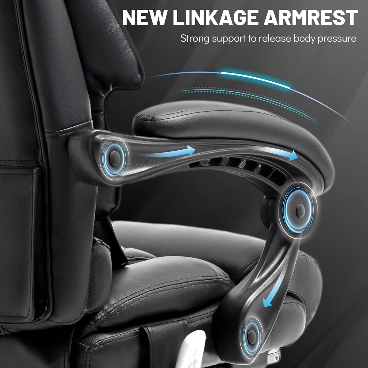 Massage Office Chair with Footrest, Large and Tall Leather Office Chair 500 lbs