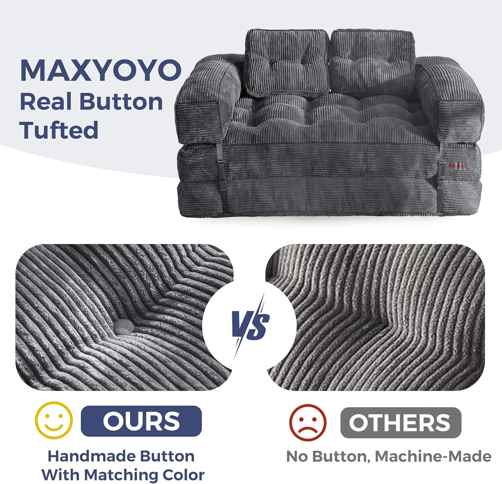 Folding Sofa Bed L-Shaped Convertible Sofa Bed with Armrests and Pillows
