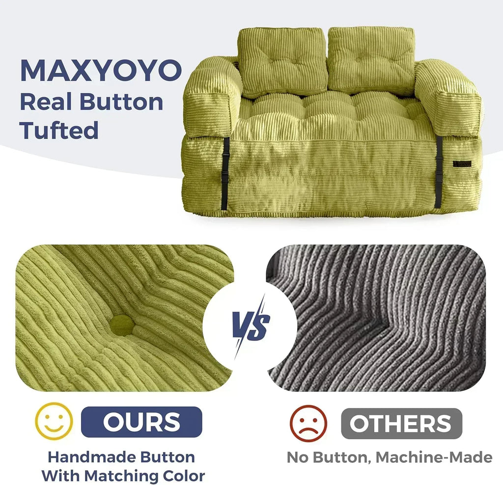 Folding Sofa Bed L-Shaped Convertible Sofa Bed with Armrests and Pillows