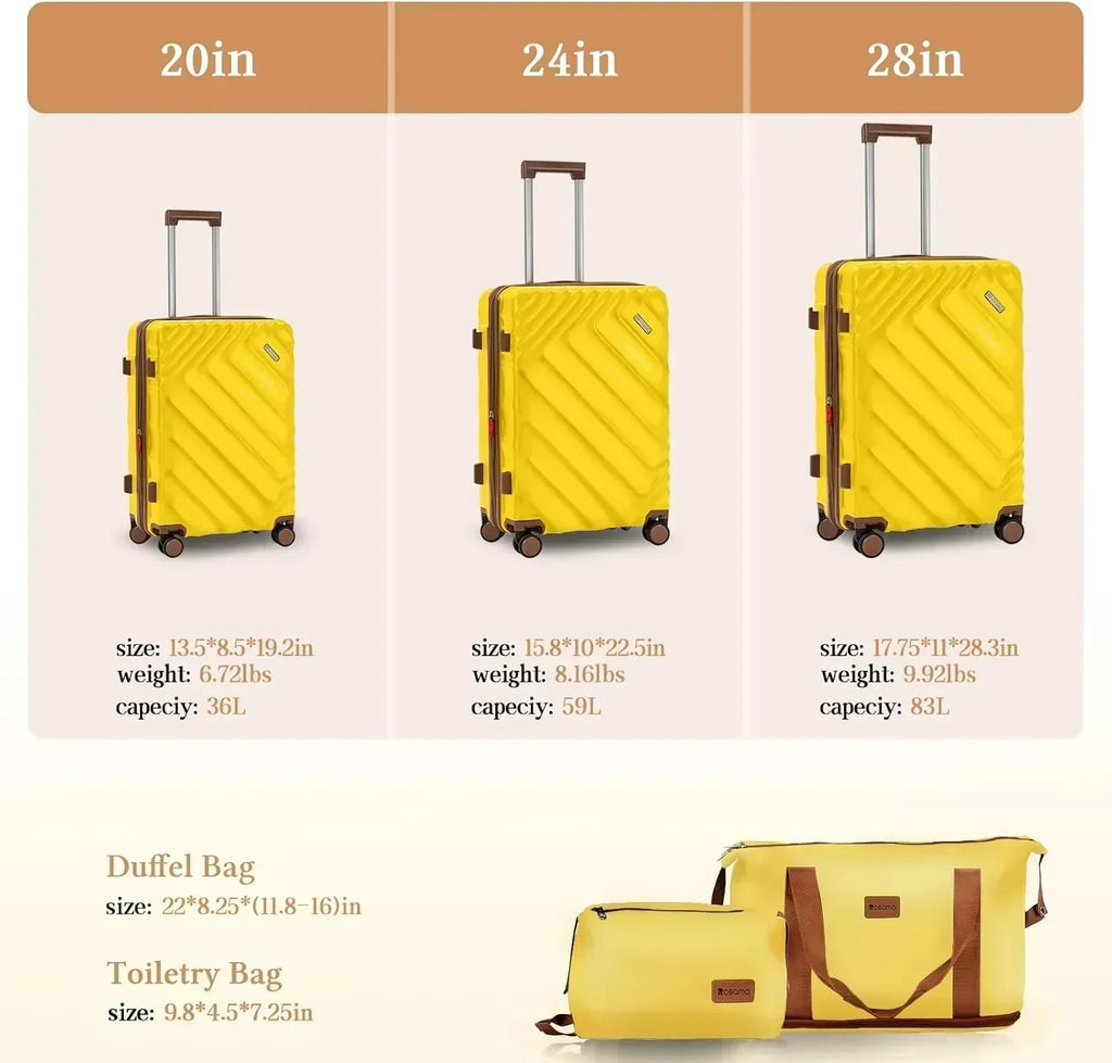 5 piece luggage set expandable suitcase 22x14x9 aviation certified durable waterproof travel set