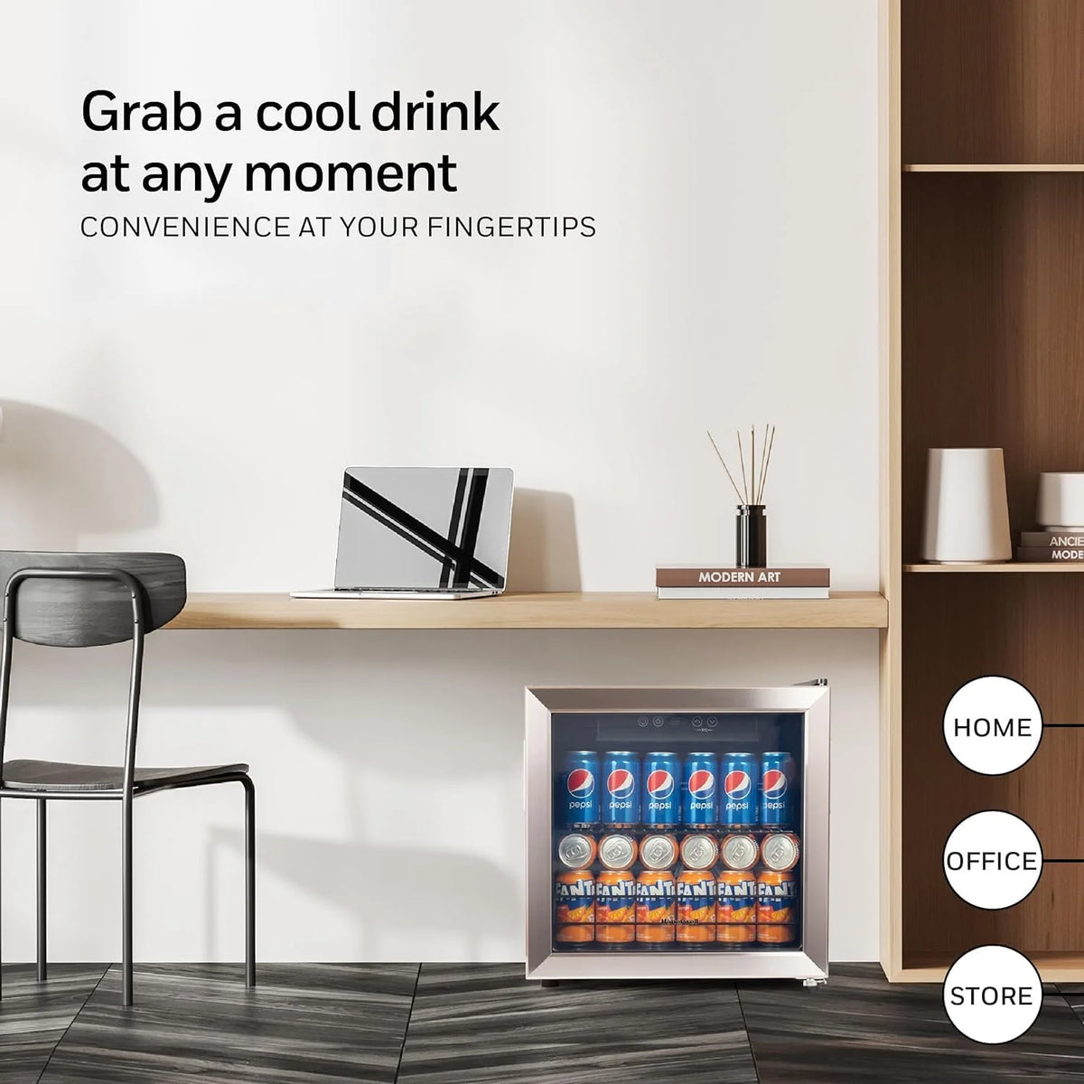 Beverage Refrigerator and Cooler, 115 Can Mini Fridge with Glass Door for Soda Beer or Wine for Office or Bar with Adjustable Removable Shelving
