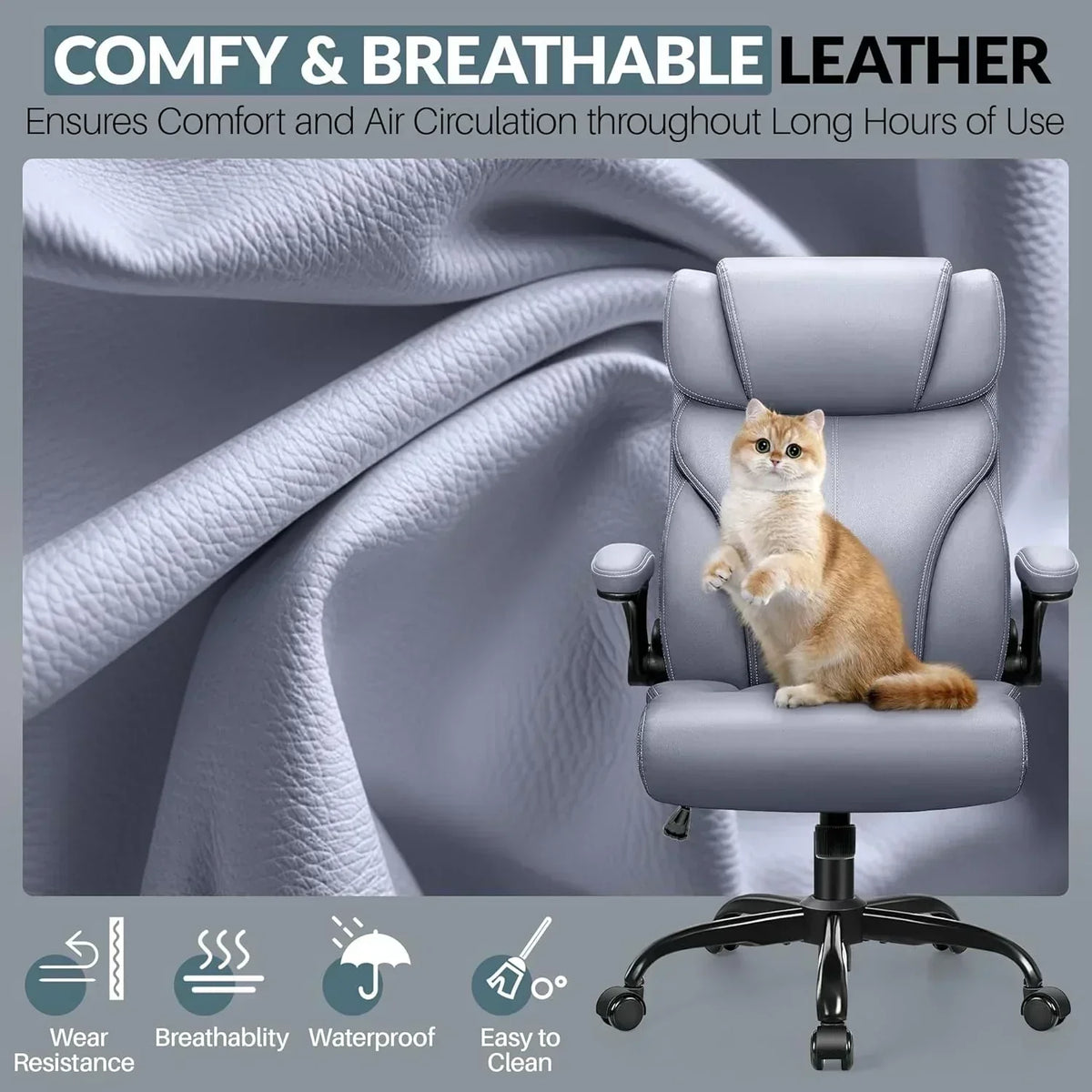 Office Chair Large High-Foot Computer Desk Chair Chair Lumbar Support Rotating Computer Chair