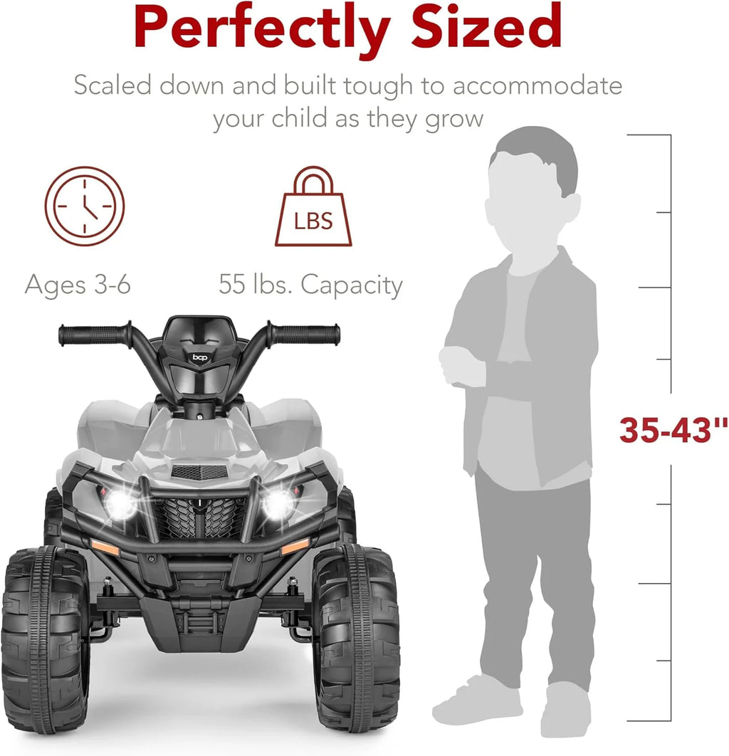 Best Choice Products 12V Kids Ride-On Electric ATV, 4-Wheeler Quad Car Toy w/Bluetooth Audio, 2.4mph Max Speed, Treaded Tires, LED Headlights, Radio